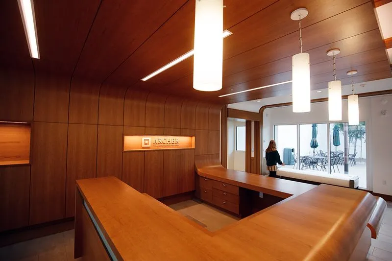 area with warm wooden walls